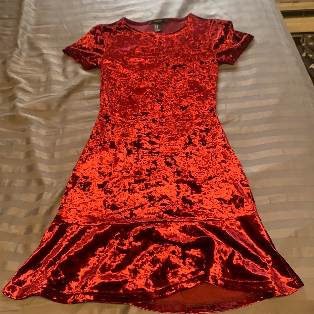 Red crushed velvet forever 21 dress